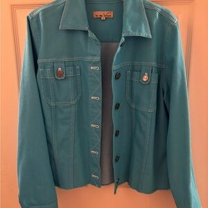 In the Wash Teal Blue  Denim Jacket, size 12